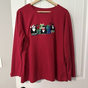 Southern Expressions Embroidered Cats Christmas Holiday Shirt Top Womens Size 2X